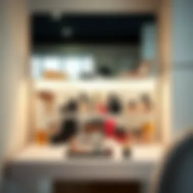 Elegant acrylic shelf integrated into a modern vanity setup