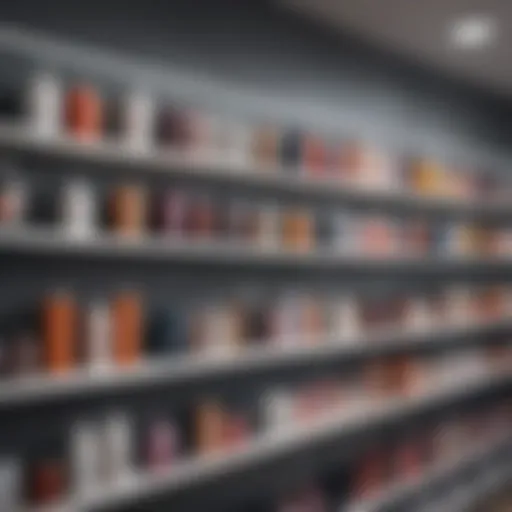 Stylish salon wall shelves displaying an array of hair products