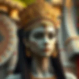 Ancient goddess headpiece showcasing intricate designs