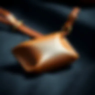 Detailed view of the material quality of a leather eyeglass pouch