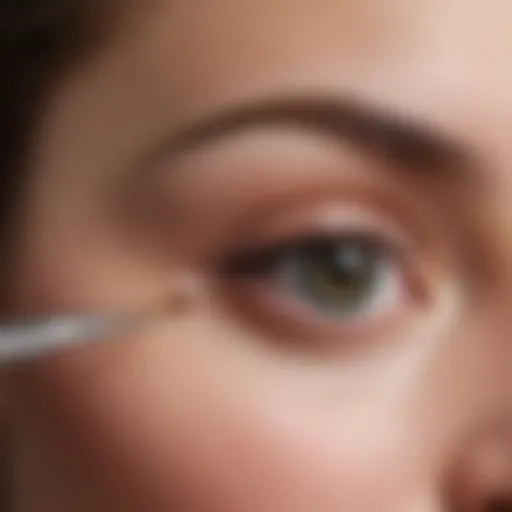 Close-up of under eye makeup protector application