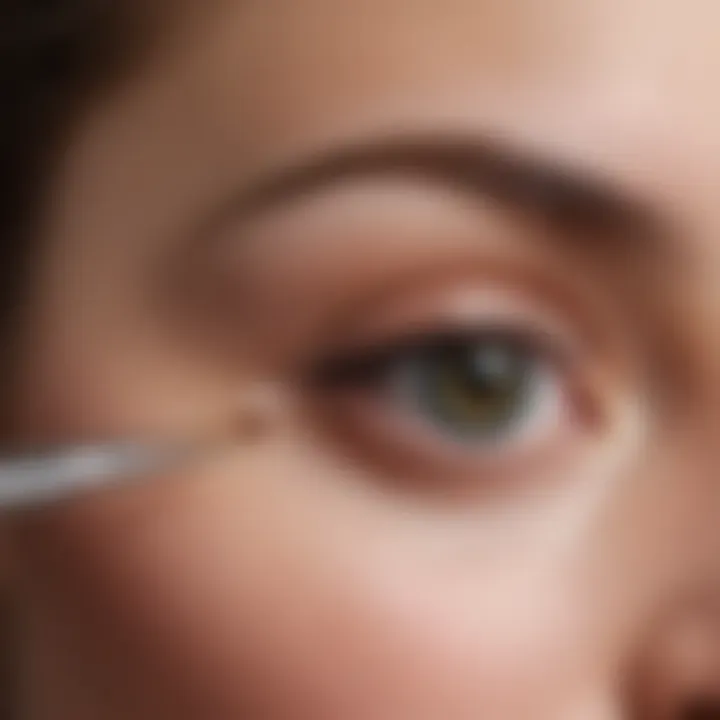 Close-up of under eye makeup protector application