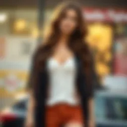 A stylish sheer kimono cardigan draped elegantly over a casual outfit.