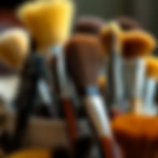 A variety of hair dye brushes showcasing different bristle types and shapes