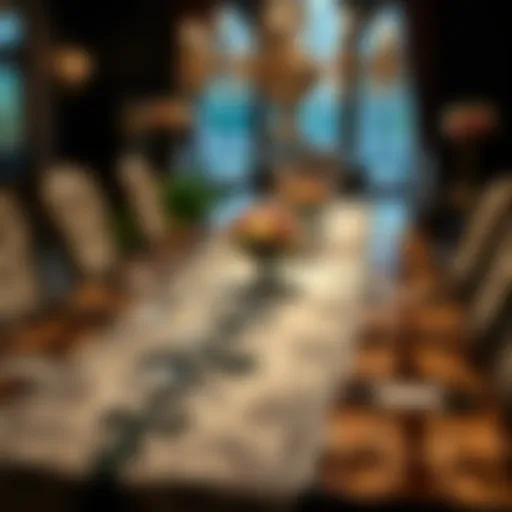 Elegant gothic table runner displayed on a lavish dining table