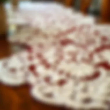 Close-up of Lace Patterns on Gothic Runner Close-up of intricate lace patterns on a gothic table runner