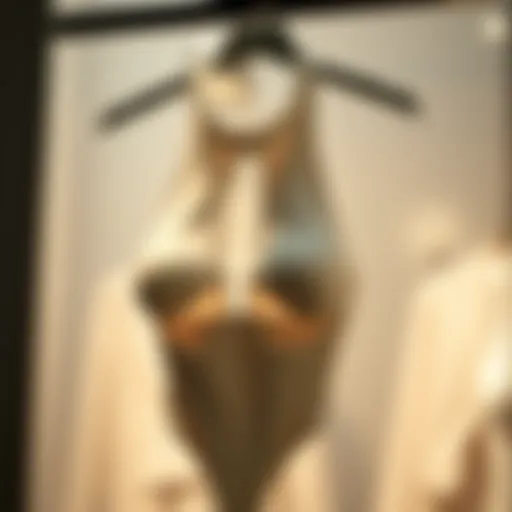 Elegant display of a white halterneck bodysuit on a hanger