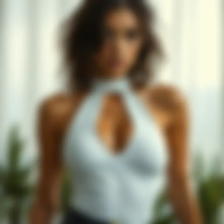 Stylish arrangement showcasing the versatility of the white halterneck bodysuit