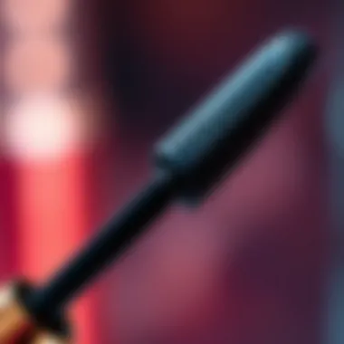 A detailed view of SheGlam mascara wand emphasizing its unique bristles