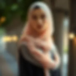 Elegant long chiffon hijab draped gracefully