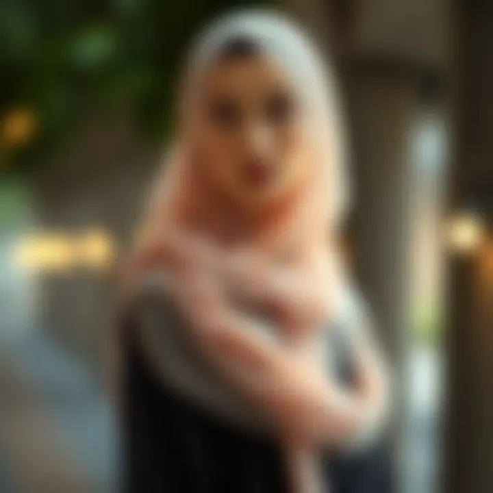 Elegant long chiffon hijab draped gracefully