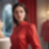 Elegant red blouse on a mannequin showcasing its design