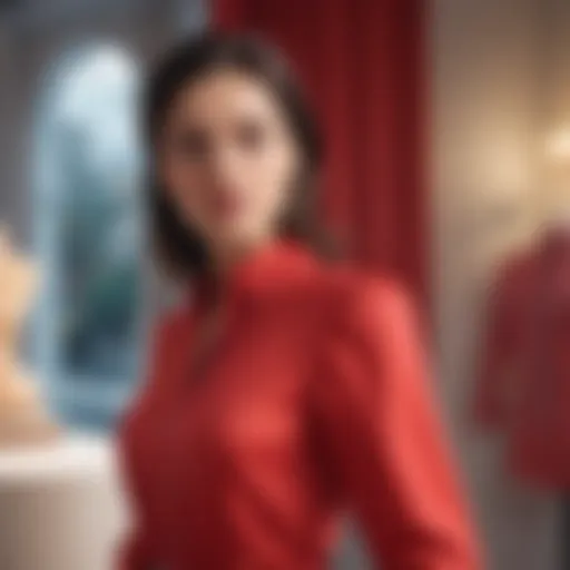 Elegant red blouse on a mannequin showcasing its design