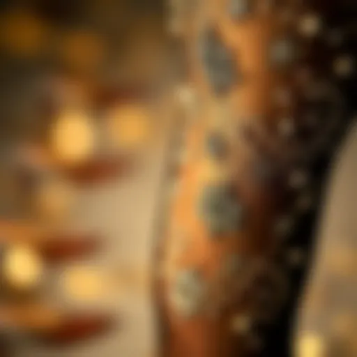 A close-up view of intricately designed bedazzled tights with shimmering embellishments