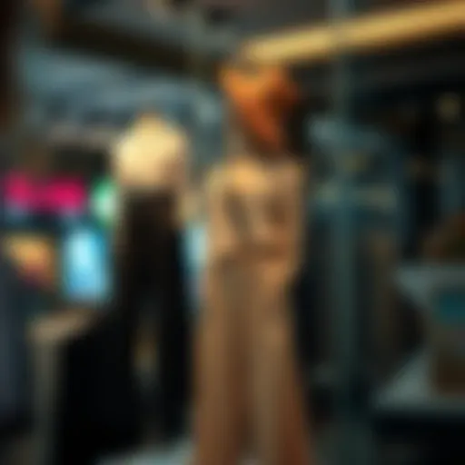 Elegant flowy business pants displayed on a stylish mannequin