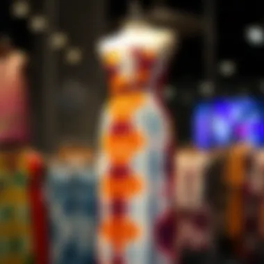 Elegant tie dye strapless maxi dress showcased on a mannequin