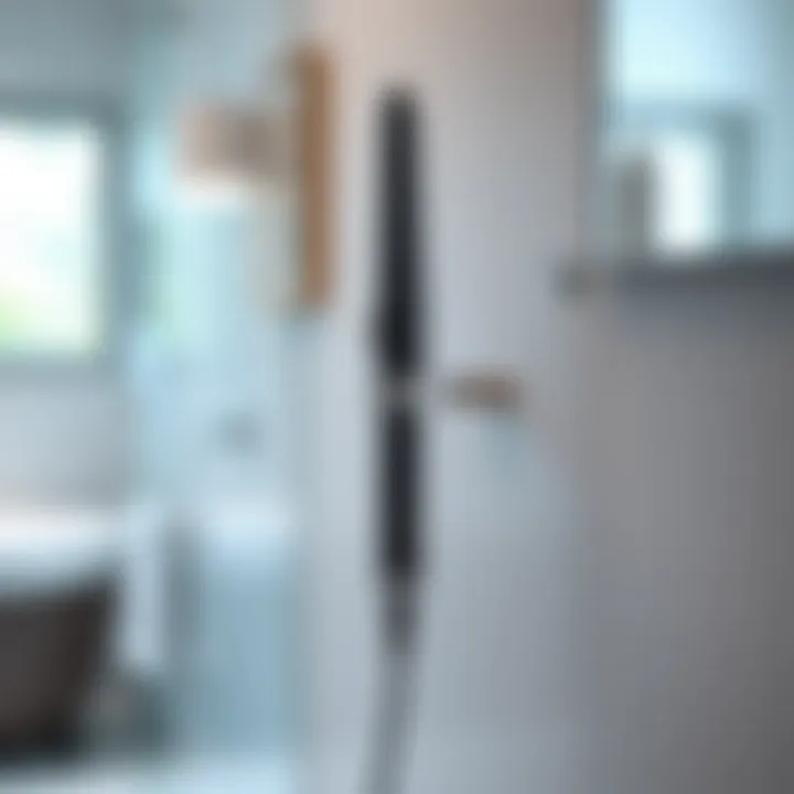 Elegant wall-mounted curling iron holder showcasing sleek design