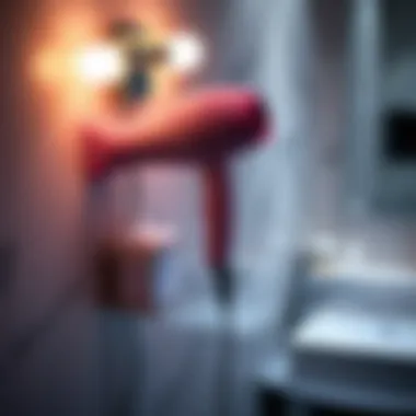 Stylish blow dryer holder mounted on a chic bathroom wall