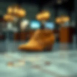 Elegant camel colour shoes on a stylish surface