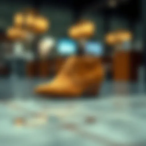 Elegant camel colour shoes on a stylish surface