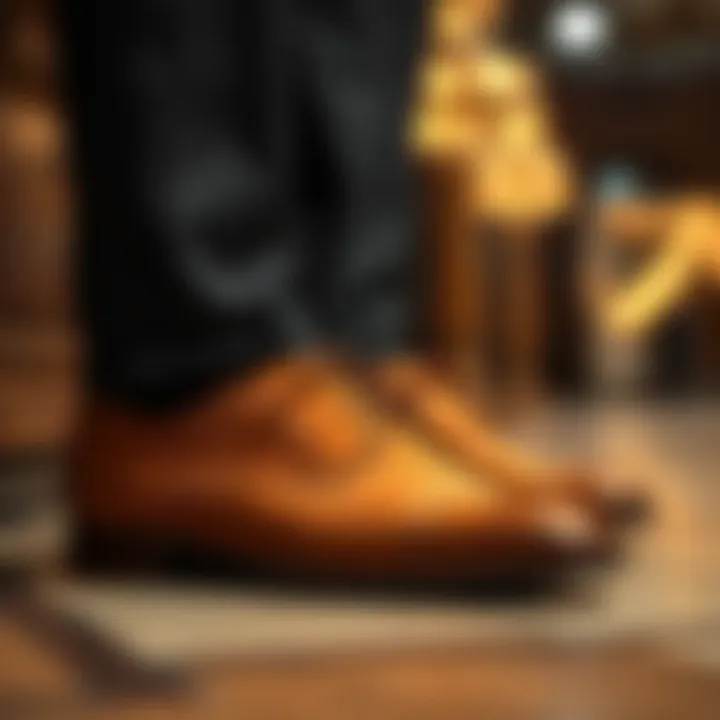 Camel shoes styled for a formal occasion