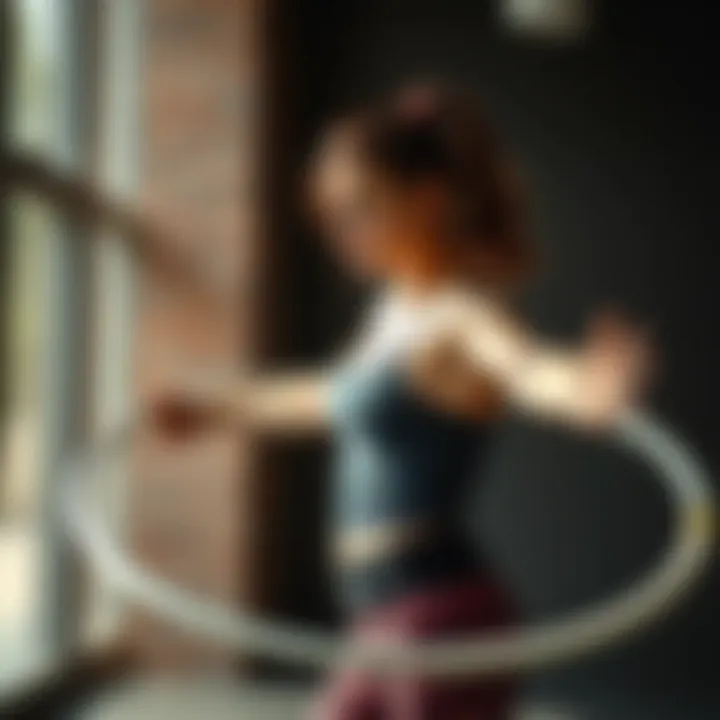 Dynamic Workout with a Weighted Hula Hoop Weighted hula hoop in action during a fitness session